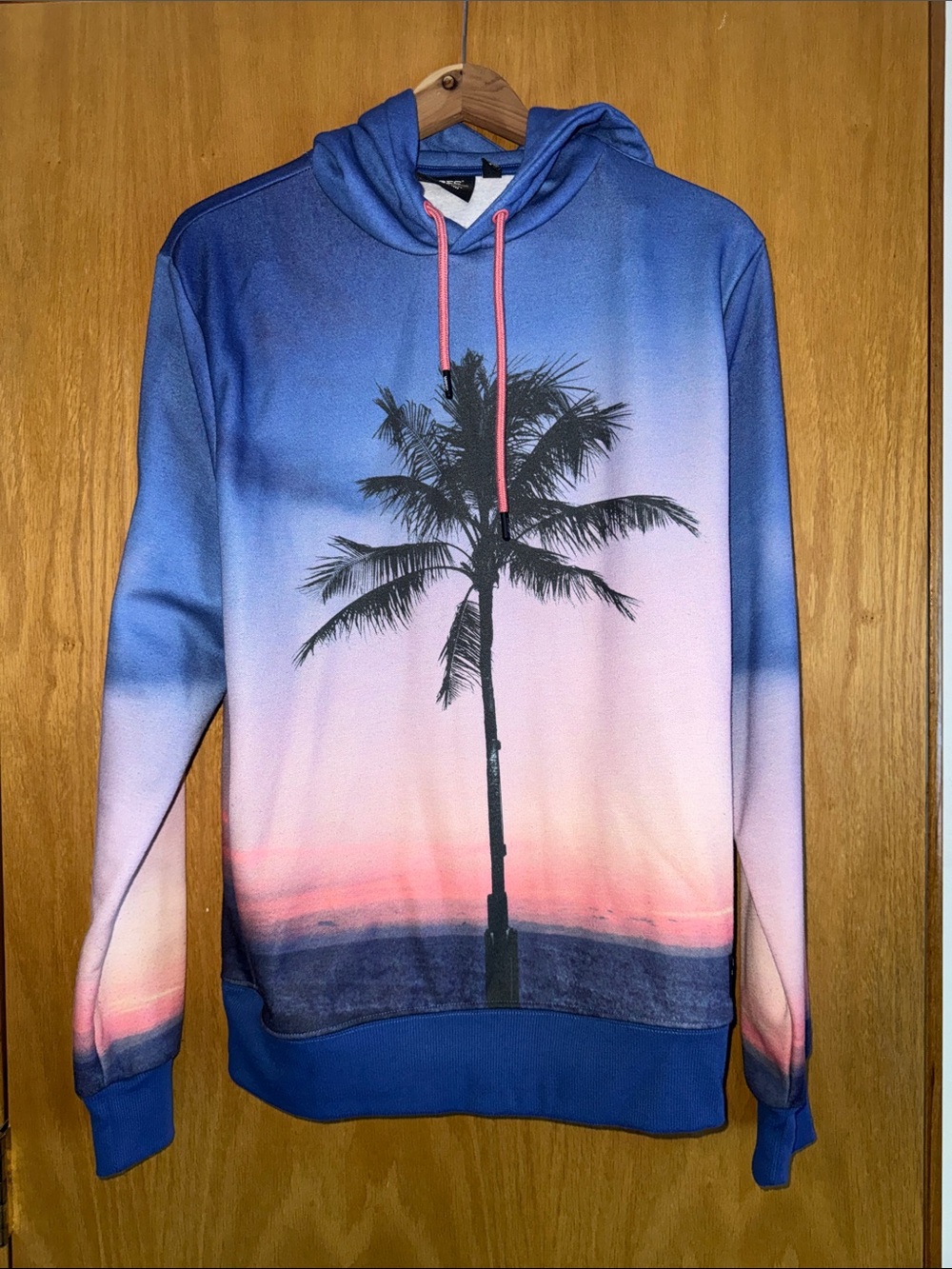 Wesc Blue & Pink Palm-Print Hoodie